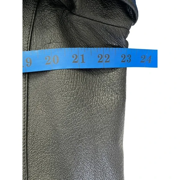 Minimalist Leather Trench‎ Coat Black Longline Lightweight Quiet Luxury Women L